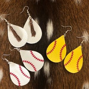 Faux Leather Softball/Baseball Earrings